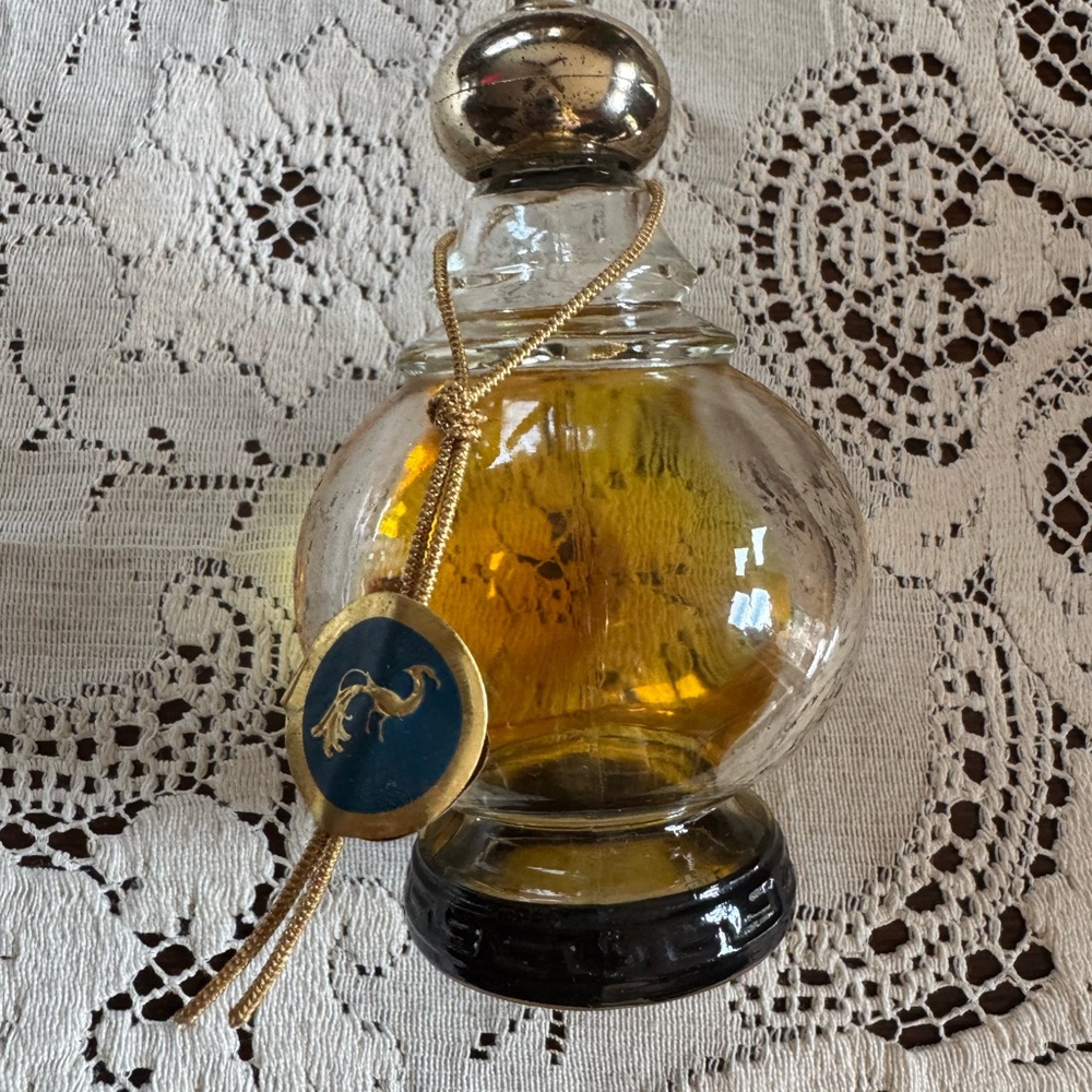 Avon Bird of Paradise Cologne Bottle with Navy and Gold Accents